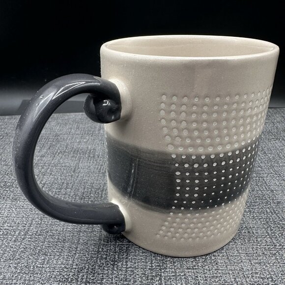 Modern Zen Gray Black Stoneware Mug Textured Dots Ombre - Picture 3 of 9